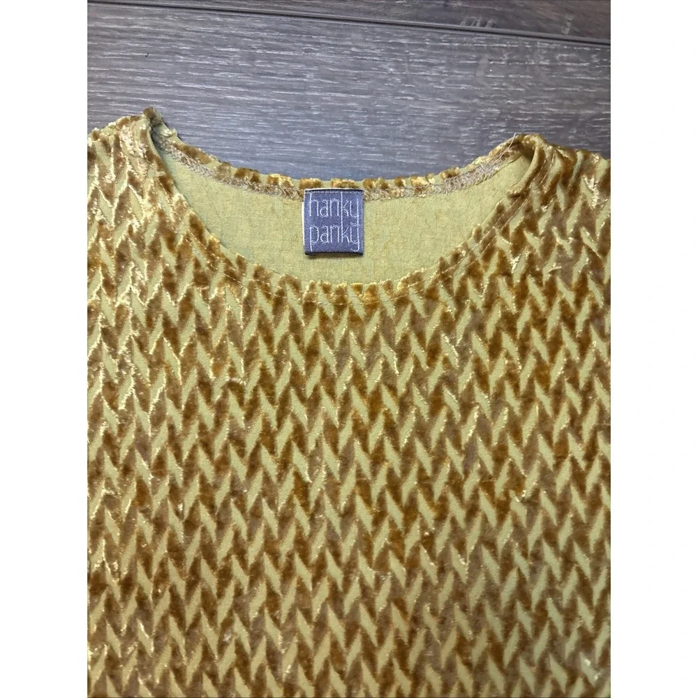 Vintage 90s Y2K Hanky Panky Velvet Mustard 3d   Tank Top Small USA